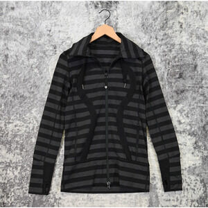 lululemon athletica Black and Gray Striped Hoodie